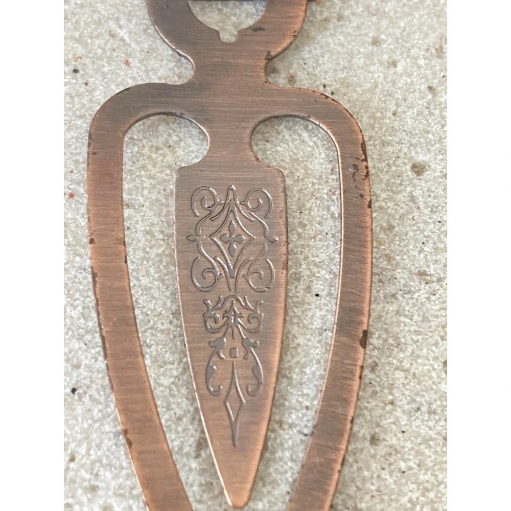 Decorative‎ Metal Bookmark Purple Bird Rhinestone Accent Copper Tone Artisan